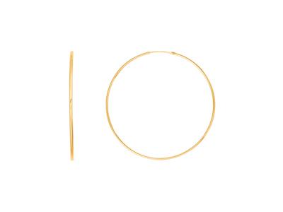 Creolen Glatt Runddraht 1 Mm, Innendurchmesser 43 Mm, Gelbgold 18k - Standard Bild - 1