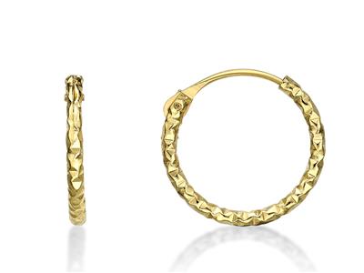 Creolen Ziseliert Runddraht 1,3 Mm, Innendurchmesser 13 Mm, Gelbgold 18k