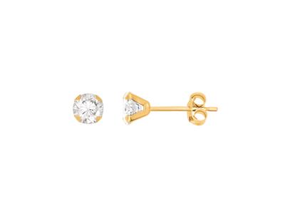 Ohrringe Zirkoniumoxid 4 Mm, Gelbgold 18k