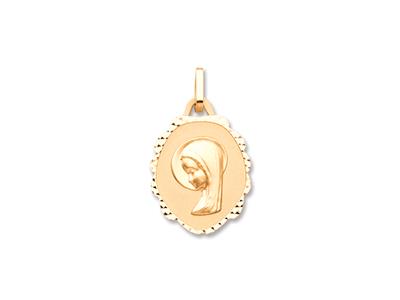 Medaille Ste Vierge Fantaisie 16 X 18 Mm, Gelbgold 18k