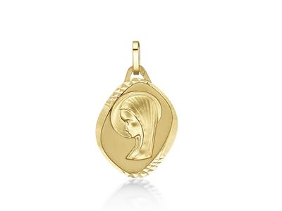 Medaille Ste Vierge Fantaisie 19 Mm, Gelbgold 18k