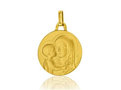 Medaille Ste Vierge Massiv 18 Mm, Gelbgold 18k