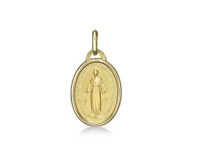Medaille Wundertätige Jungfrau 17 Mm, 18k Gelbgold