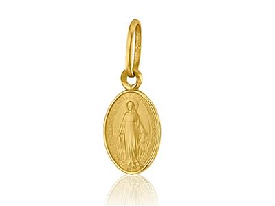 Medaille Wundertätige Jungfrau Massiv 10 Mm, 18k Gelbgold