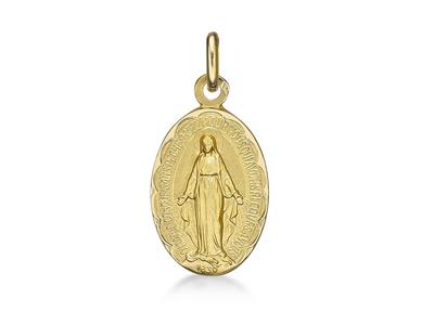 Medaille Wundertätige Jungfrau Massiv 15 Mm, 18k Gelbgold - Standard Bild - 1