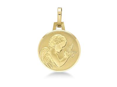 Medaille Engel Massiv 14 Mm, Gelbgold 18k