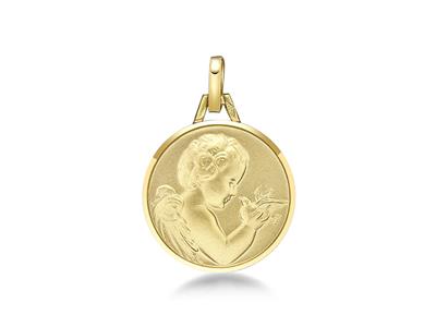 Medaille Massiver Engel 18 Mm, Gelbgold 18k