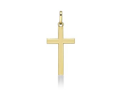 Anhänger Poliertes Kreuz Massiv 22 Mm, 18k Gelbgold - Standard Bild - 1