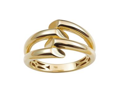 Ring Mit Abgeschragten Rohren 11 Mm, 18k Gelbgold, Finger 56