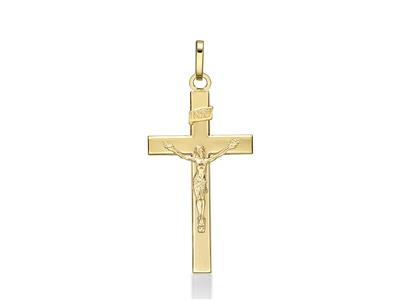 Anhänger Christuskreuz Inri 24 Mm, Gelbgold 18k - Standard Bild - 1
