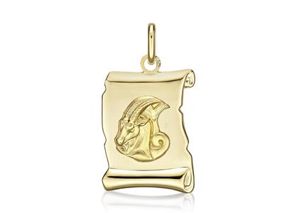 Zodiac Pergament-medaille, Steinbock 20 Mm, 18k Gelbgold