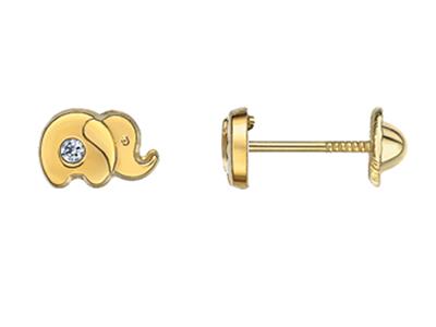 Elefant Ohrringe Mit Zirkoniumoxid, 18k Gelbgold