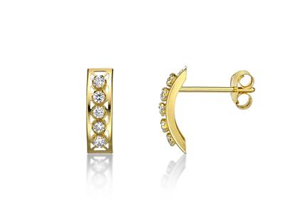 1/3 Creolen-ohrringe Mit Zirkoniumoxid, 10 Mm, 18k Gelbgold - Standard Bild - 1