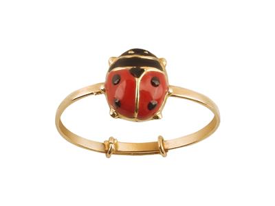 Ring Marienkäfer Rot, Gelbgold 18k, Verstellbar Finger Maximum 47 - Standard Bild - 1