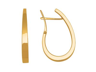 Creolen Oval Viereckiger Draht 30 Mm, Gelbgold 18k