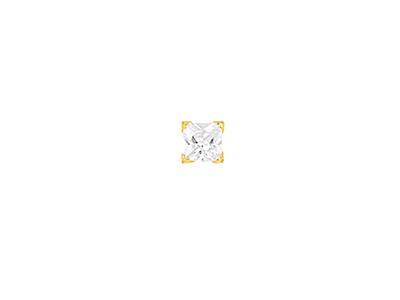 Ohrringe Quadratisches Zirkoniumoxid 4 Mm, 4 Krappen, 18k Gelbgold - Standard Bild - 2