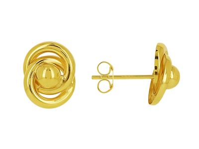 Doppelkreis- Und Kugel-ohrringe 10 Mm, 18k Gelbgold - Standard Bild - 1