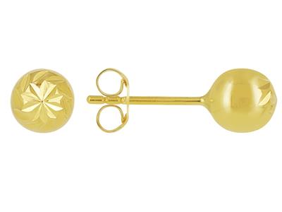 Ziselierte Kugel-ohrringe 5 Mm, 18k Gelbgold - Standard Bild - 1