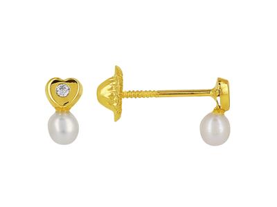 Ohrringe Herz Zirkoniumoxid, 18k Gelbgold - Standard Bild - 1