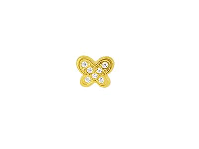 Ohrringe Schmetterling Mit Zirkoniumoxid, 18k Gelbgold - Standard Bild - 2