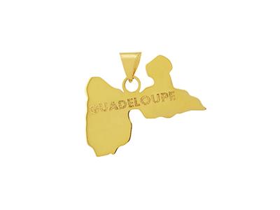 Anhänger Karte Guadeloupe, 20 X 13 Mm, 18k Gelbgold