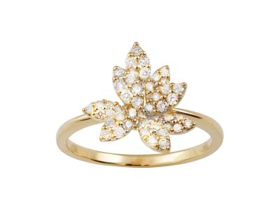 Ring Blumenstrauß 15 Mm, Diamanten 0,38ct, 18k Gelbgold, Finger 54 - Standard Bild - 1