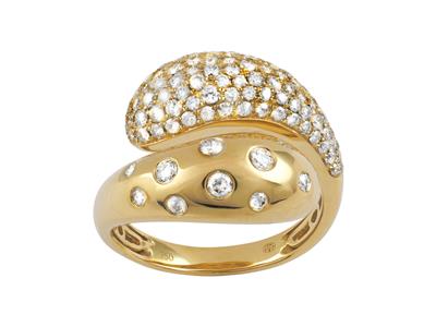 Doppelring 17 Mm, Diamanten 1,27ct, 18k Gelbgold, Finger 60 - Standard Bild - 1