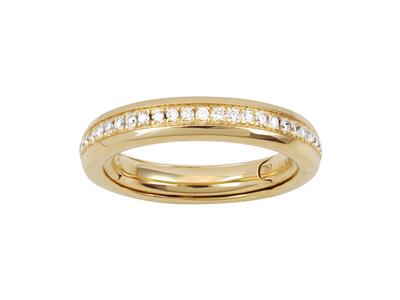 Verstellbarer Trauring 4 Mm, Volle Umdrehung Diamant 0,35 Ct, 18k Gelbgold, Finger 50 Bis 56.