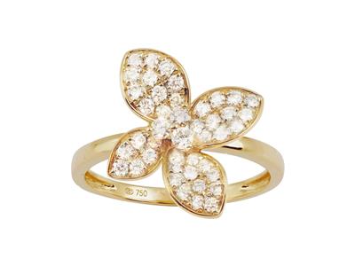 Ring Blume, Diamanten 0,52ct, 18k Gelbgold, Finger 52 - Standard Bild - 1