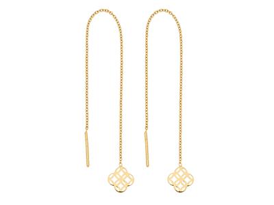 Ohrringe Forat Kette Rund Hängend 80 Mm, Motiv Ineinander Verschlungene Kreise, 10 Cm, Gelbgold 18k