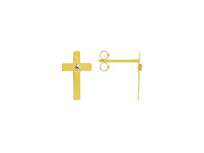 Ohrringe Kreuz 10 X 6,50 Mm, 18k Gelbgold - Standard Bild - 1