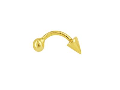 Percing Augenbrauenkegel + Kugel, Gebogener Schaft 1,2 X 8 Mm, Gelbgold 18k - Standard Bild - 1