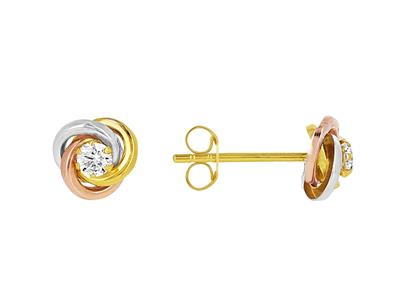 Ohrringe 3 Kreise 6 MM Und Zirkoniumoxid, 3 Ors 18k - Standard Bild - 1