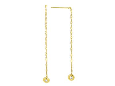 Ohrringe Singapur-kette, 2,5 Cm Undcabochon Zirkonia 2 Mm, Gelbgold 1 8k - Standard Bild - 1