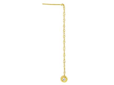 Ohrringe Singapur-kette, 2,5 Cm Undcabochon Zirkonia 2 Mm, Gelbgold 1 8k - Standard Bild - 3