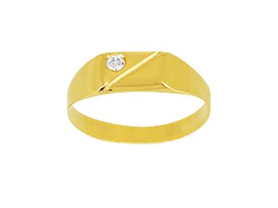 Kinderring 13 X 4 MM Mit Zirkoniumoxid, 18k Gelbgold, Finger 53 - Standard Bild - 1