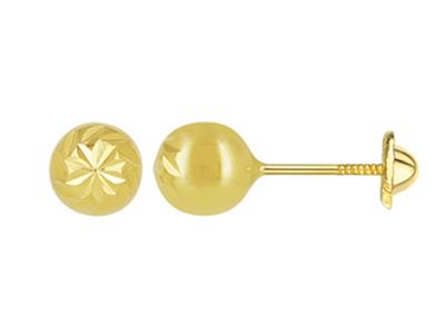 Ziselierte Kugel-ohrringe 5 Mm, 18k Gelbgold - Standard Bild - 1