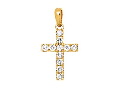 Anhänger Kreuz, Diamanten 0,17ct, 18k Gelbgold