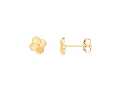 Ohrringe Glatte Blumen, 18k Gelbgold - Standard Bild - 1