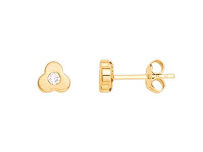 3-blatt-kleeblatt-ohrringe, Diamant0,06ct, 18k Gelbgold - Standard Bild - 1