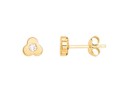 3-blatt-kleeblatt-ohrringe, Diamant 0,06ct, 18k Gelbgold