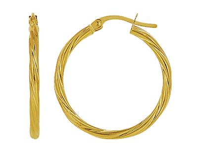 Creolen Torchon Rohr 2 Mm, Innendurchmesser 20 Mm, Gelbgold 18k - Standard Bild - 1