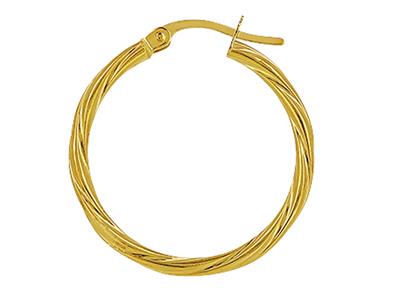 Creolen Torchon Rohr 2 Mm, Innendurchmesser 20 Mm, Gelbgold 18k - Standard Bild - 2