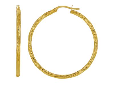 Creolen Torchon Rohr 2 Mm, Innendurchmesser 30 Mm, Gelbgold 18k - Standard Bild - 1