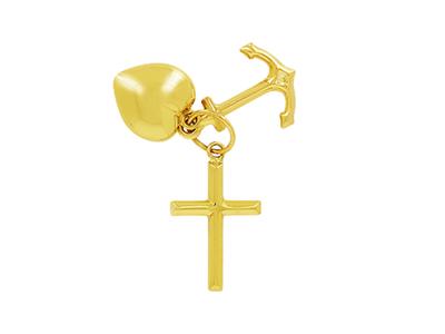 Anhänger 3 Tugenden Herz/kreuz/ Anker, 15 Mm, 18k Gelbgold - Standard Bild - 2
