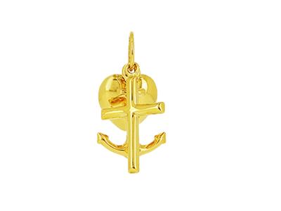 Anhänger 3 Tugenden Herz/kreuz/ Anker, 15 Mm, 18k Gelbgold - Standard Bild - 3