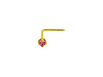 Percing Nase Zirkoniumoxid Rot 2 Mm, Schaft Winkel, Gelbgold 18k