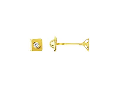 Quadratische Ohrringe 3,50 Mm, Mit Zirkoniumoxid, 18k Juane Gold - Standard Bild - 1