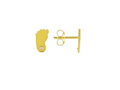 Babyfoot-ohrringe 8 MM Mit Zirkoniumoxid, 18k Gelbgold - Standard Bild - 1