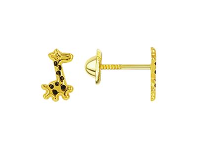 Ohrringe Giraffe Emailliert, 8 Mm, 18k Gelbgold